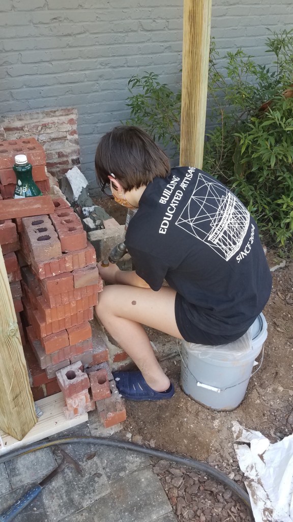 Masonry work on 1940s house