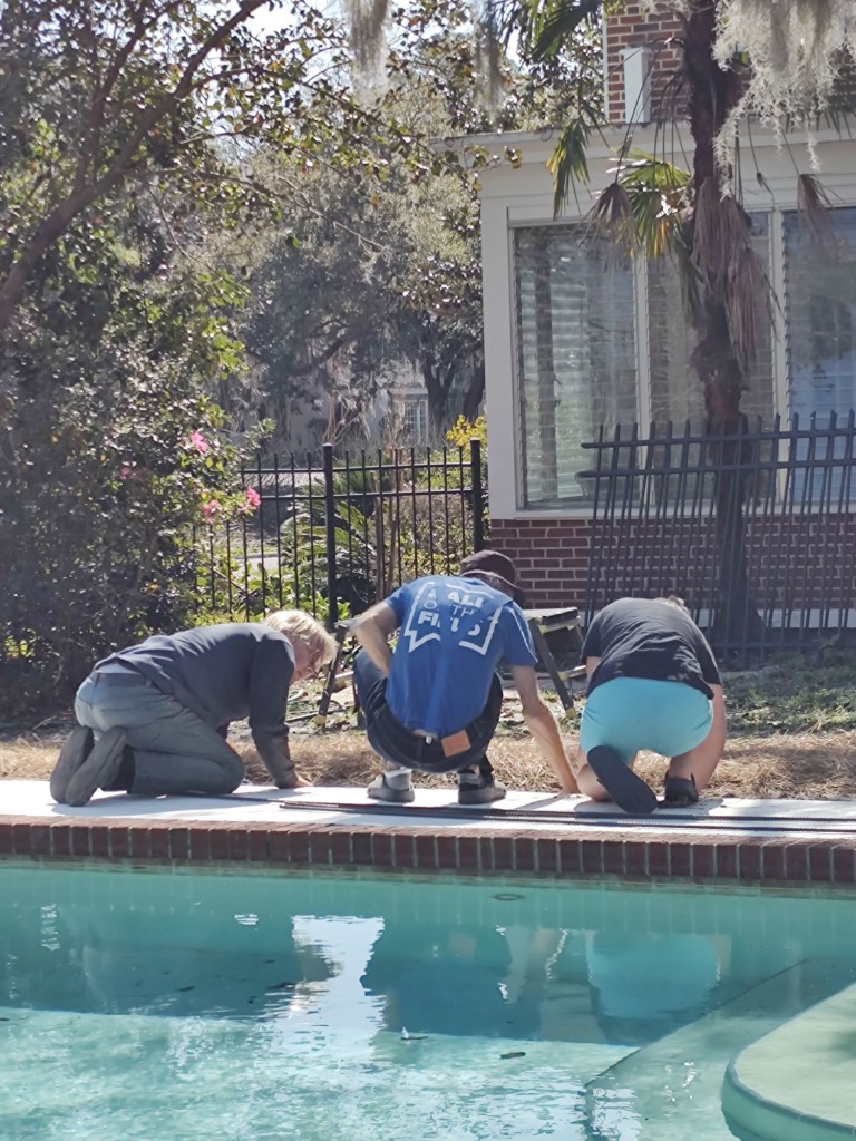 Brickwork for pool at historic property
