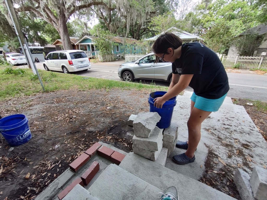 Masonry work on historic house