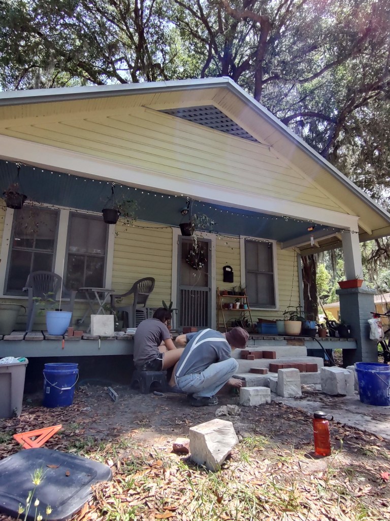 Masonry work on historic house