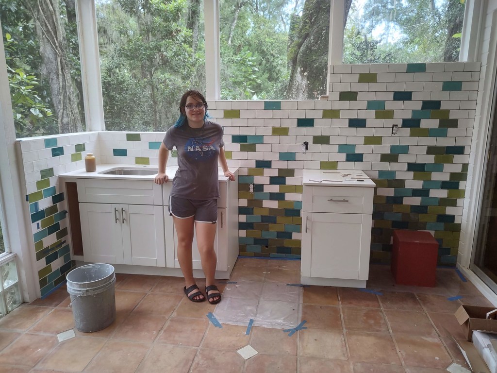 Tilework in outdoor kitchen