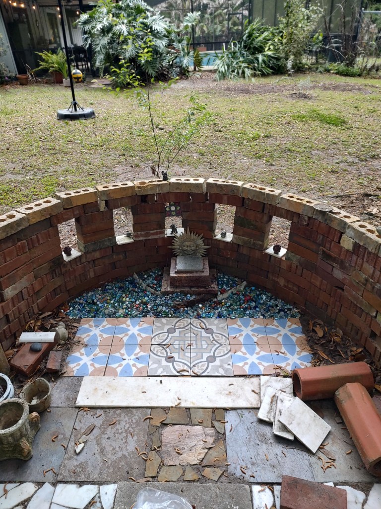 Creative project with assorted historic bricks