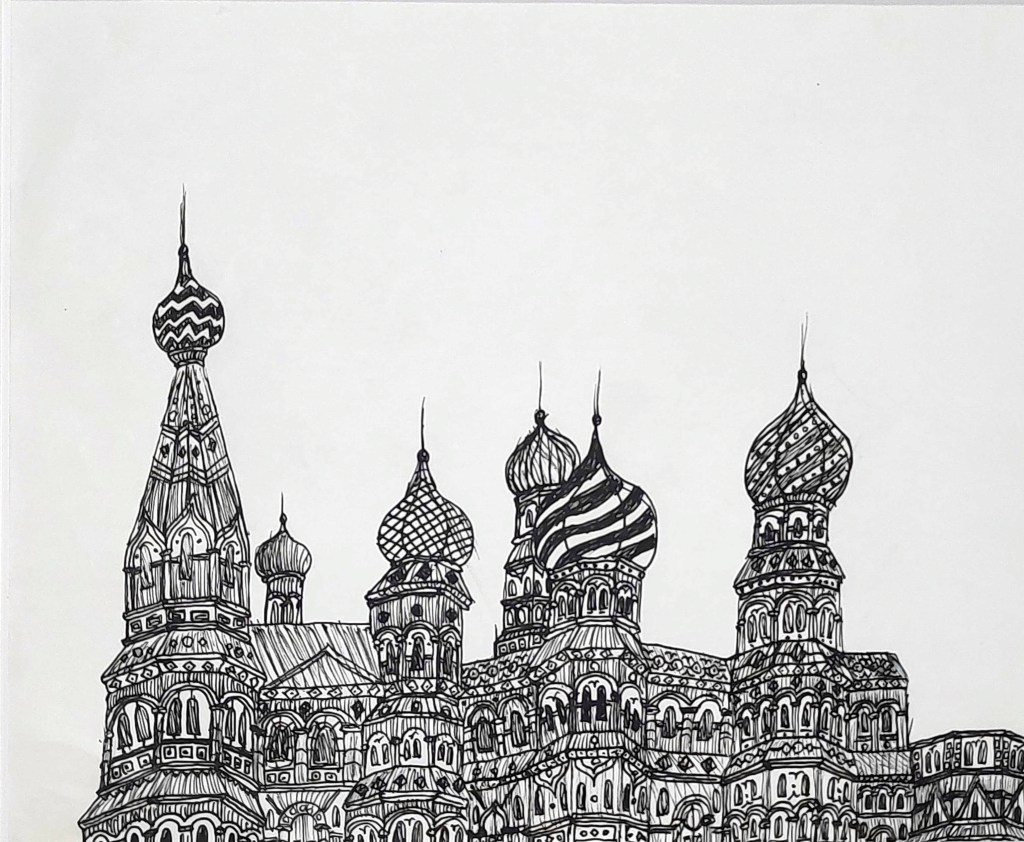 Domed Palace, ink on paper, 2023