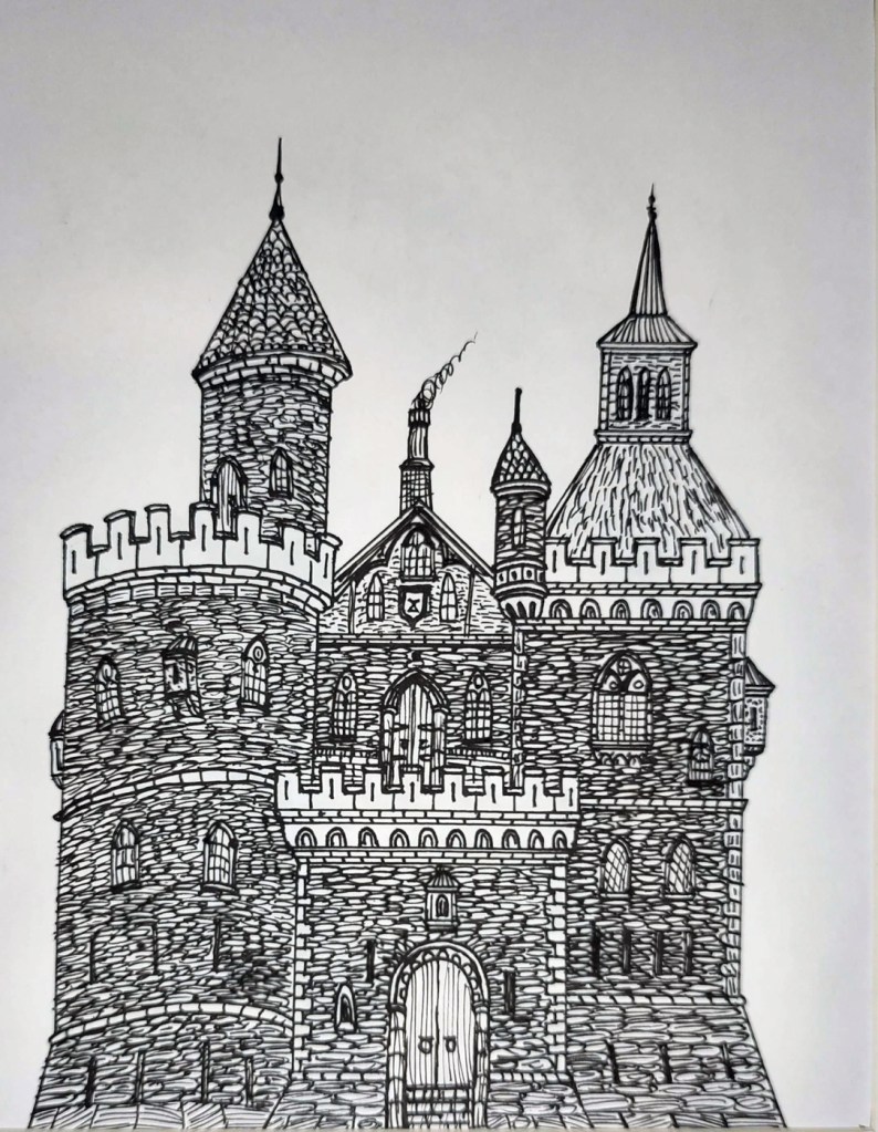 Stratham Castle, 2026, ink on paper